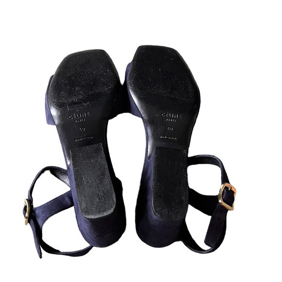 Céline by Phoebe Philo 2016 Block Heel Sandals Navy Suede size 40 - Picture 10 of 11